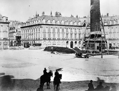 Dismantling of the Vendôme Column, 1871 by French Photographer